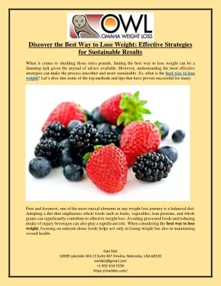 Discover the Best Way to Lose Weight Effective Strategies for Sustainable Results