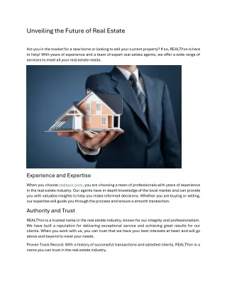 Unveiling the Future of Real Estate