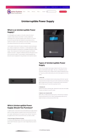 Uninterruptible Power Supply Australia