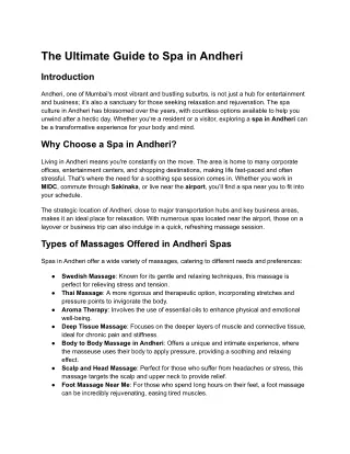 the ultimate guide to spa in andheri