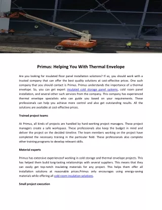 Primus Helping You With Thermal Envelope