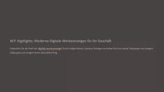 w p highlights moderne digitale werbeanzeigen