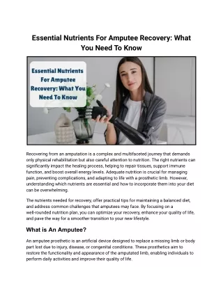 essential nutrients for amputee recovery what