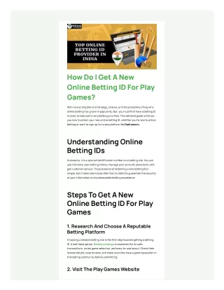 how do i get a new online be ing id for play games