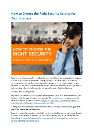 How to Choose the Right Security Service for Your Business