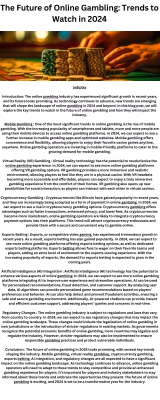 The Future of Online Gambling Trends to Watch in 2024