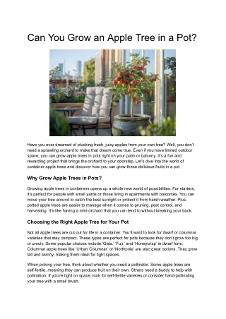 can you grow an apple tree in a pot