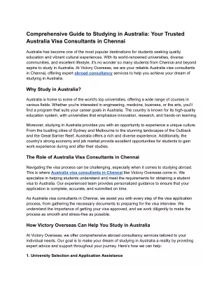 Comprehensive Guide to Studying in Australia: Your Trusted Australia Visa Consul