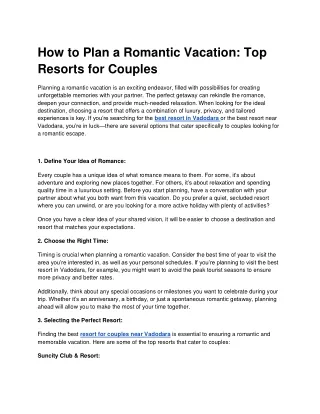 How to Plan a Romantic Vacation_ Top Resorts for Couples