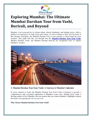 Explore the City with Mumbai Darshan Tour from Vashi