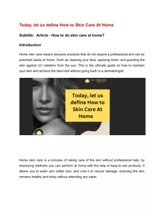 Today, Let Us Define Skin Care At Home   (1)