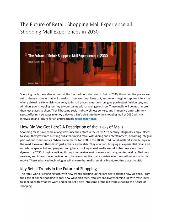 the future of retail shopping mall experience