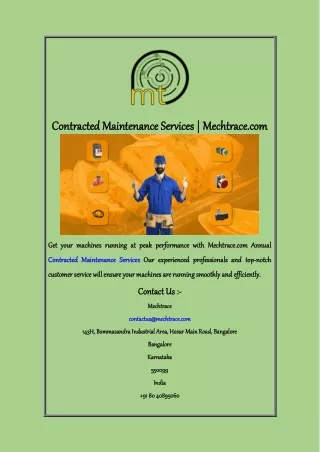 Contracted Maintenance Services  Mechtrace com