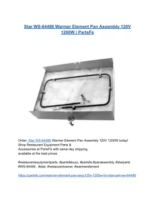 Star WS-64486 Warmer Element Pan Assembly 120V 1200W _ PartsFe