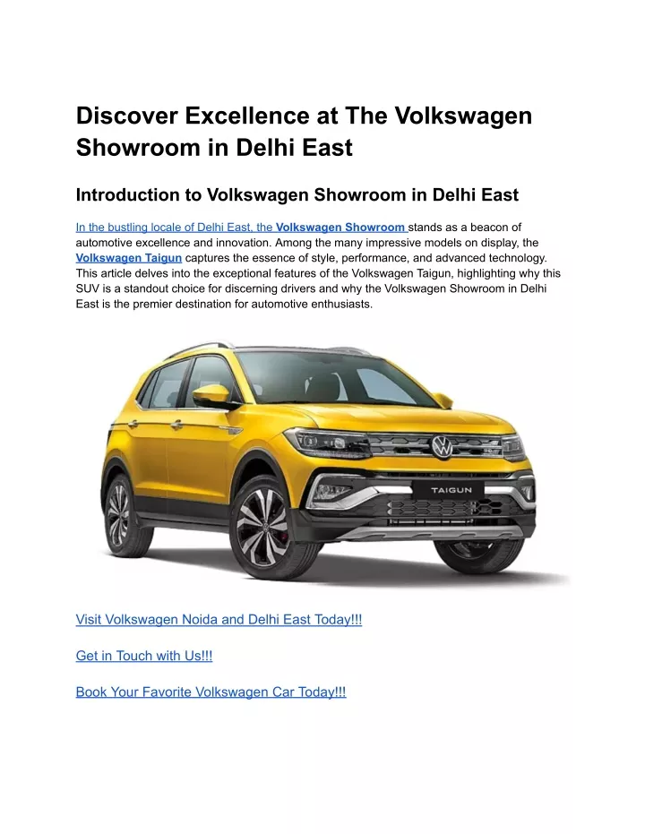 discover excellence at the volkswagen showroom