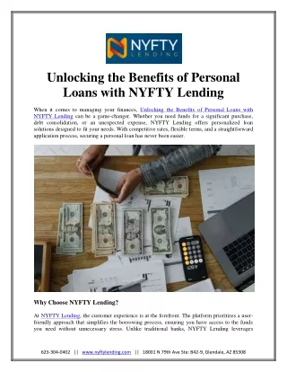 Unlocking the Benefits of Personal Loans with NYFTY Lending