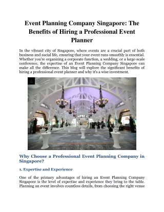Event Planning Company Singapore: The Benefits of Hiring a Professional Event Pl