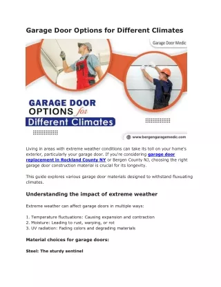 Garage Door Options for Different Climates