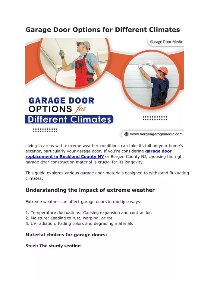 garage door options for different climates