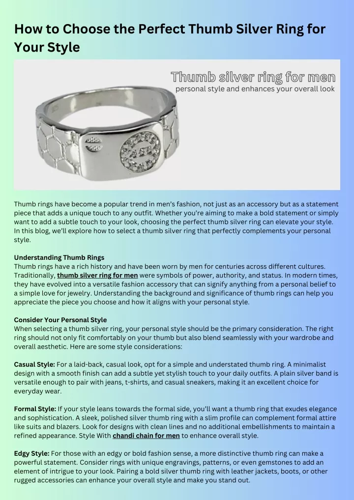 how to choose the perfect thumb silver ring