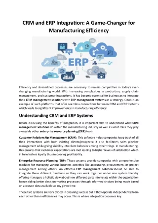 CRM and ERP Integration-A Game-Changer for Manufacturing Efficiency