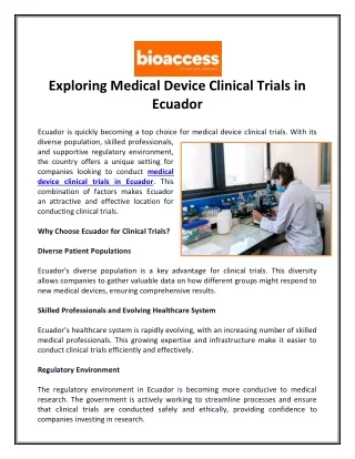 Exploring Medical Device Clinical Trials in Ecuador