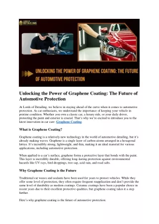 unlocking the power of graphene coating