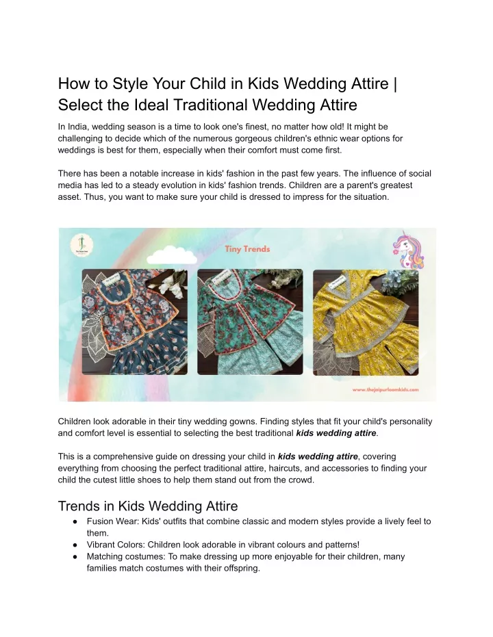 how to style your child in kids wedding attire