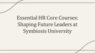 Core Courses in the HR Curriculum At SCDL