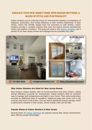 Enhance Your New Jersey Home with Indoor Shutters A Blend of Style and Functionality