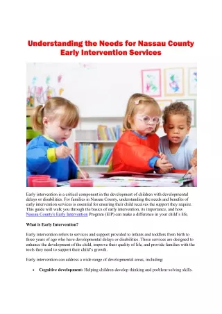 Nassau County Early Intervention: Empowering Child's Development