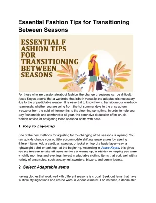 Essential Fashion Tips for Transitioning Between Seasons