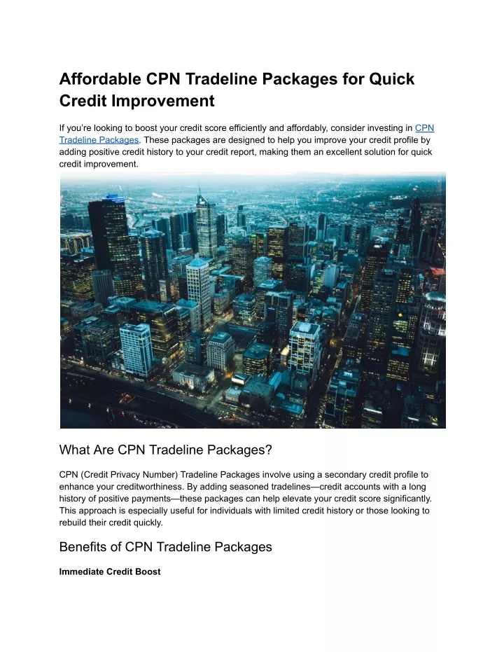 affordable cpn tradeline packages for quick