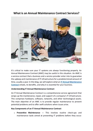 What is an Annual Maintenance Contract Services