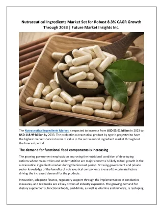 Nutraceutical Ingredients Market