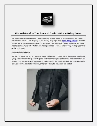 Ride with Comfort Your Essential Guide to Bicycle Riding Clothes