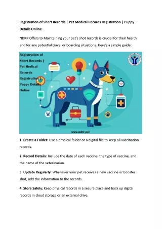 Registration of Short Records Pet Medical Records Registration Puppy Details Online