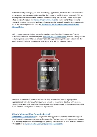 Manhood Plus Gummies Ireland (2024 NEW Formula!)!