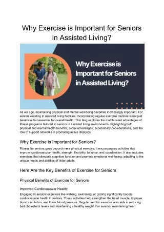 Why Exercise is Important for Seniors in Assisted Living