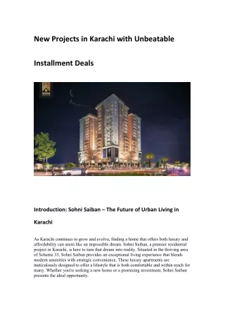 New Projects in Karachi with Unbeatable Installment Deals