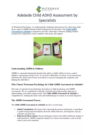 Adelaide Child ADHD Assessment by Specialists