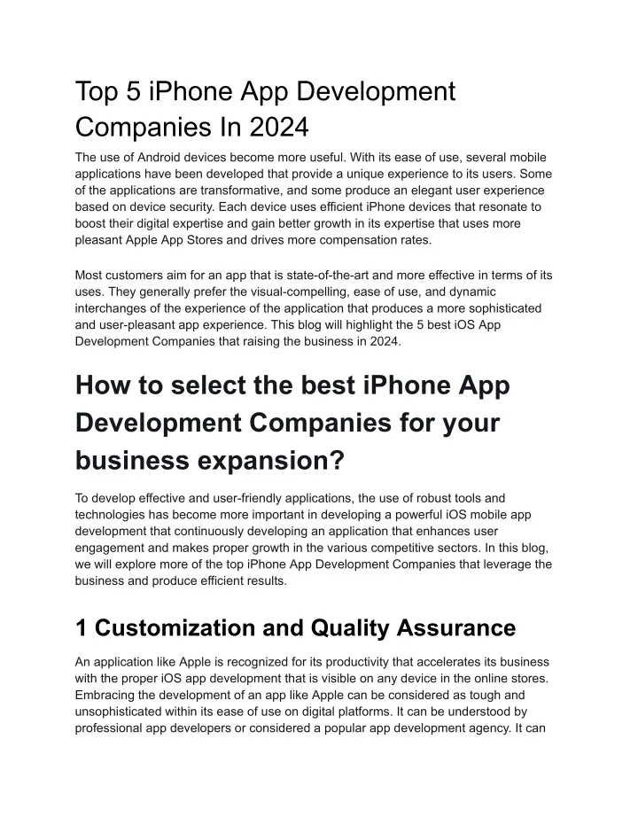 top 5 iphone app development companies in 2024