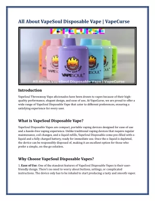 All About VapeSoul Disposable Vape | VapeCurse