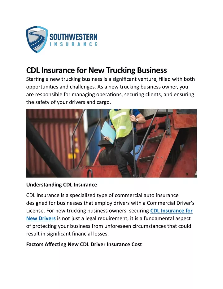 cdl insurance for new trucking business starting