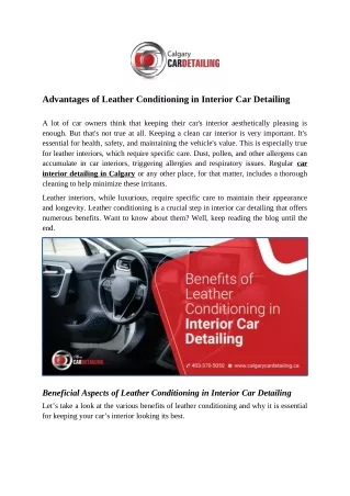 Advantages of Leather Conditioning in Interior Car Detailing