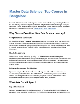 Master Data Science_ Top Course in Bangalore