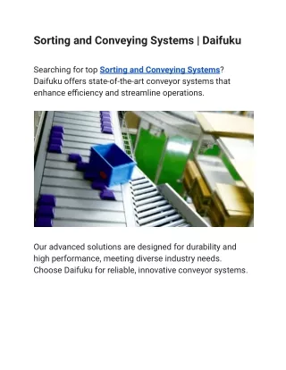 sorting and conveying systems daifuku