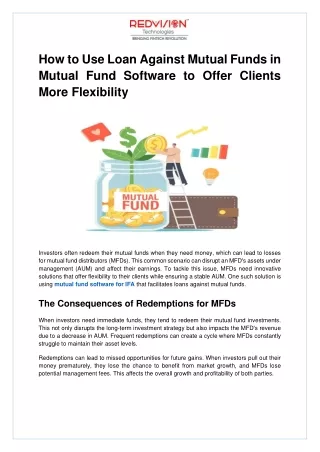 How to Use Loan Against Mutual Funds in Mutual Fund Software to Offer Clients More Flexibility (1)