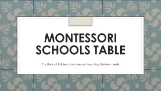 Montessori Schools Table