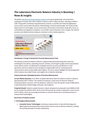 the laboratory electronic balance industry